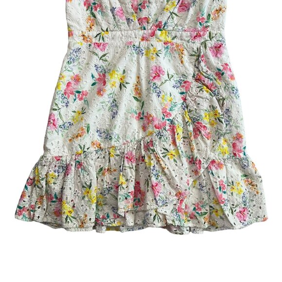 Yumi Kim Be the One Floral Eyelet Faux Wrap Mini Dress Cream Size 8 Coquette - Picture 8 of 16
